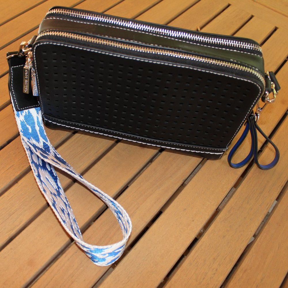 Celine Dion Perforated Crossbody Satchel – Black